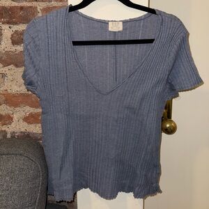 Project Social T Blue Grey Ribbed Tee